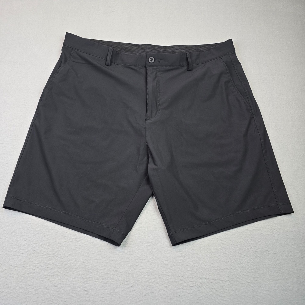 Norman Shark Logo Golf Shorts Men's Size 38 Black Stretch Flat Front
